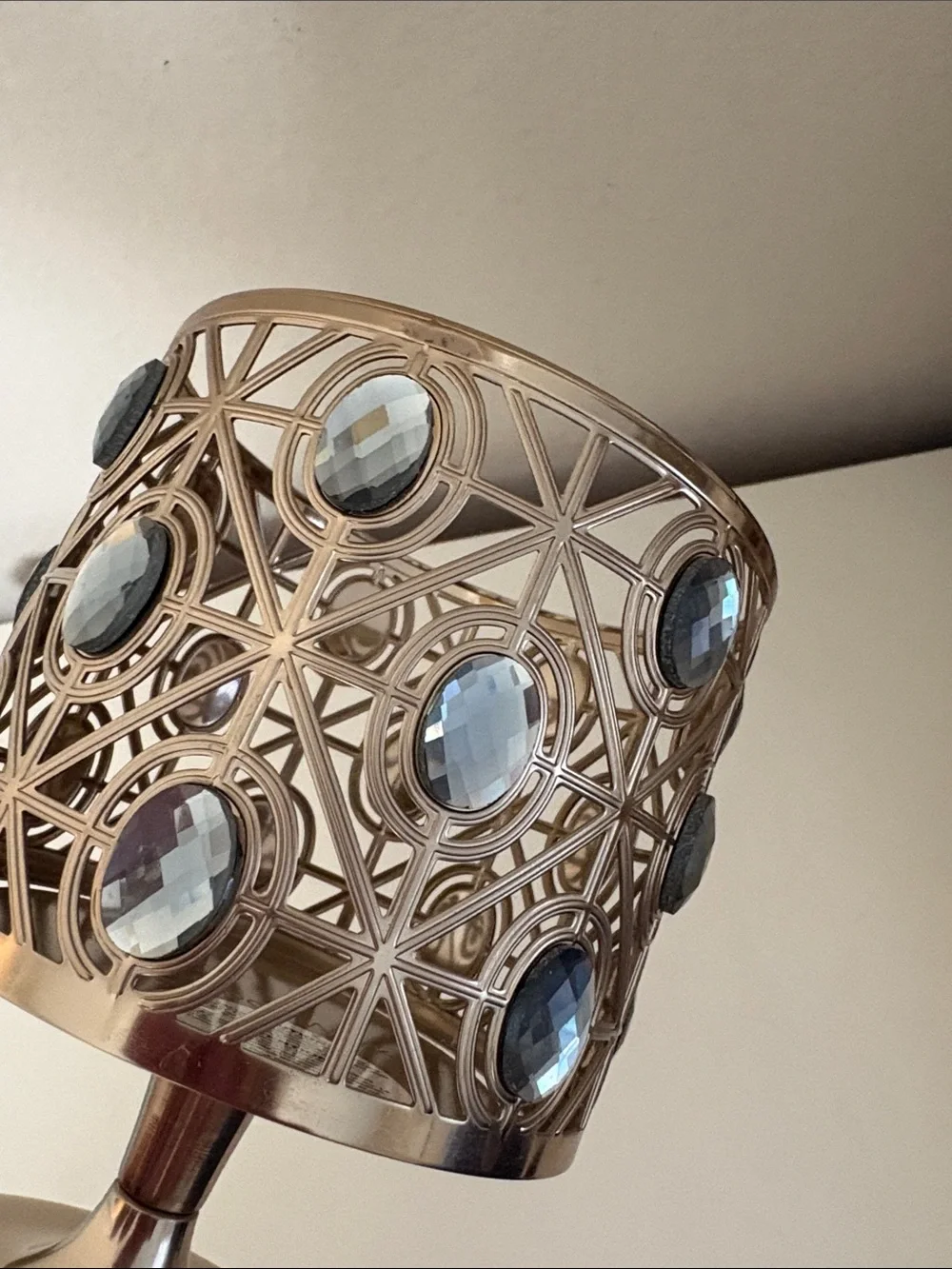 Bath & Body Works brass-gold candle holder with stunning crystal accents!